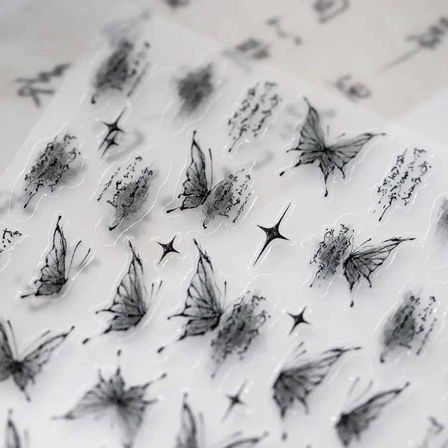 3D Embossed Butterfly Nail Art Stickers Decals Self-Adhesive Nail stickers 5D Black Butterfly Nail SuppliesXJ250120