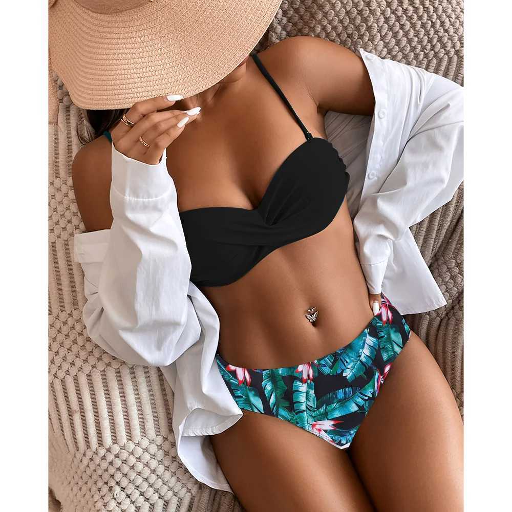Swimsuit Leopard Bikini Set Print Floral Beach Bathing Suits Push up Summer Beachwear Two Pieces Low Waist Swimwear 2023 WomenXJ250120
