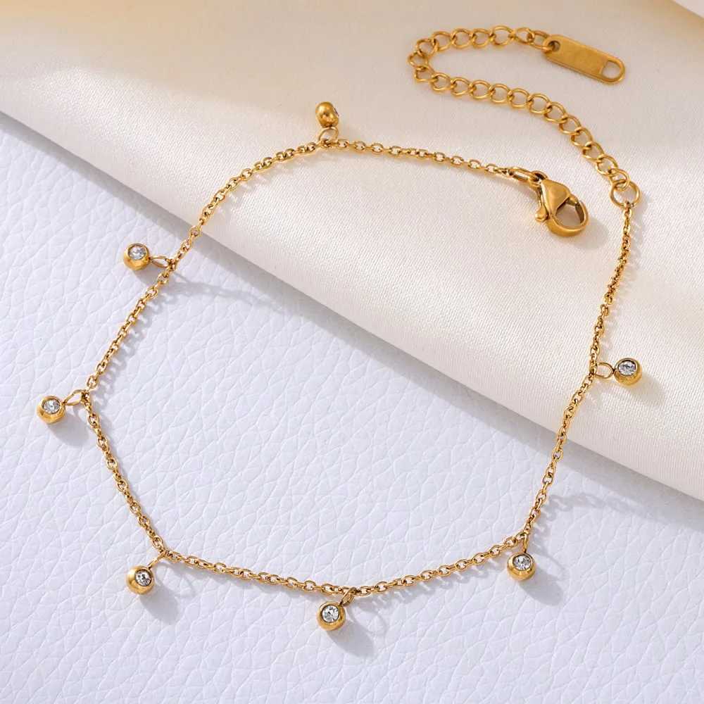 Womens Chain Anklet In Stainl Steel With Multi Zircon Charms 18k Gold Plated Adjustable Foot Chains Ankle Bracelet For WomenXJ250121