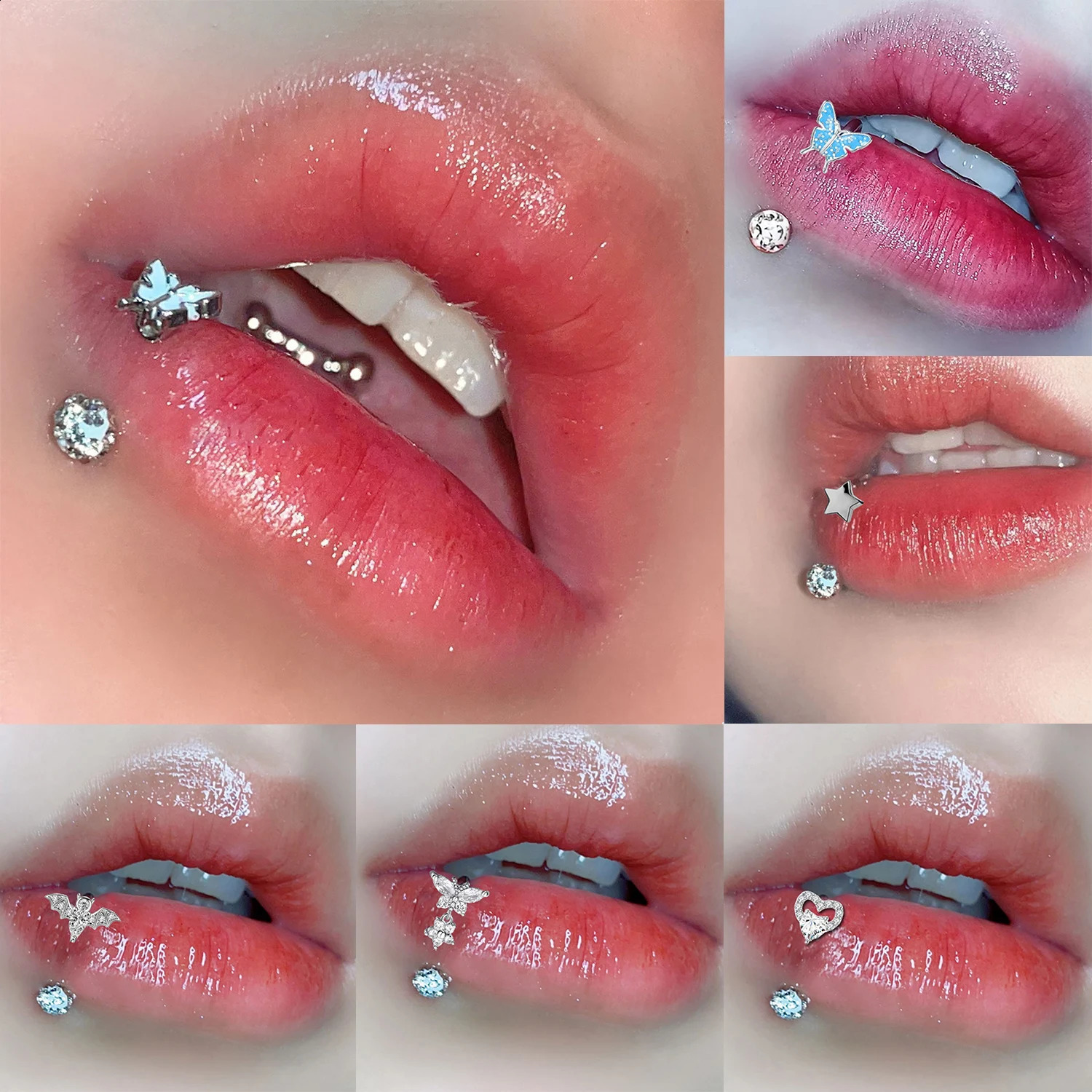 1Pcs Stainless Steel Piercing Lip Ring Bat Butterfly C Shaped Stud for Women Girl Fashion Gothic Body Jewelry 250110