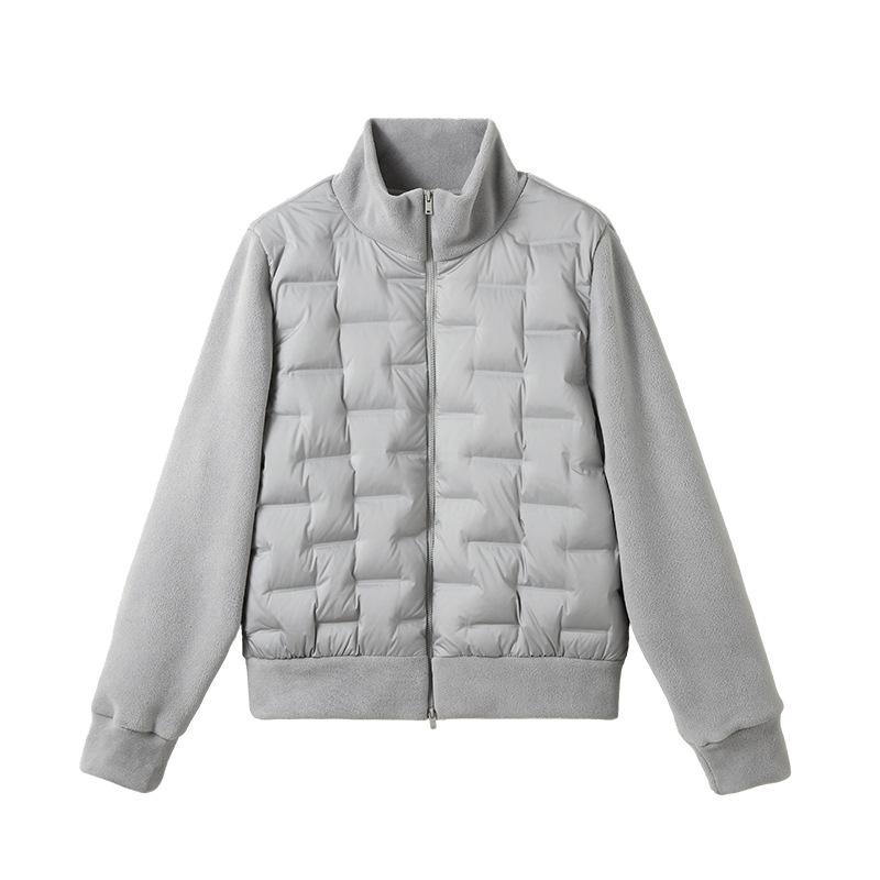 New autumn and winter fleece zipper cardigan women's new solid color warm down jacket Korean duck down versatile top jacket