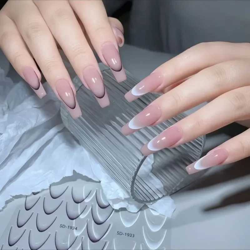 Gradient French Line Nail Art Stickers Black/White Self-Adhesive Slider Design Stencil Manicure Guides DIY Nail Decor tools newXJ250120
