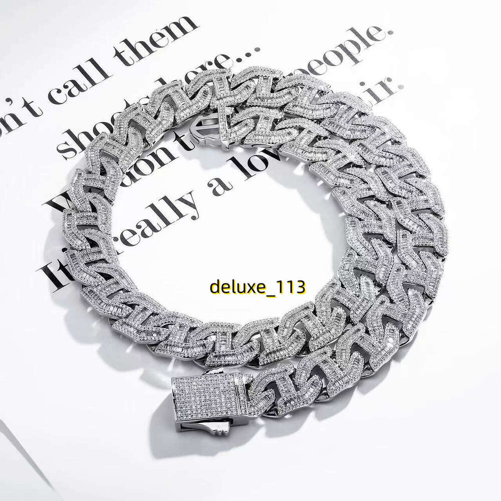 Hip Hop Bg Men Women Jewelry 15mm Brass Moissanite Dia Iced Out Cuban k Chain Necklace Bulk Order