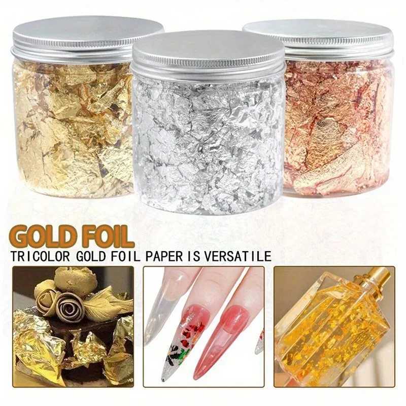 Nail Art Accessories Gold Silver Copper Foil Sequins Glitter Leaf Flake Sheet Bulk Foil Paper For Gilding Manicure DecorationXJ250120