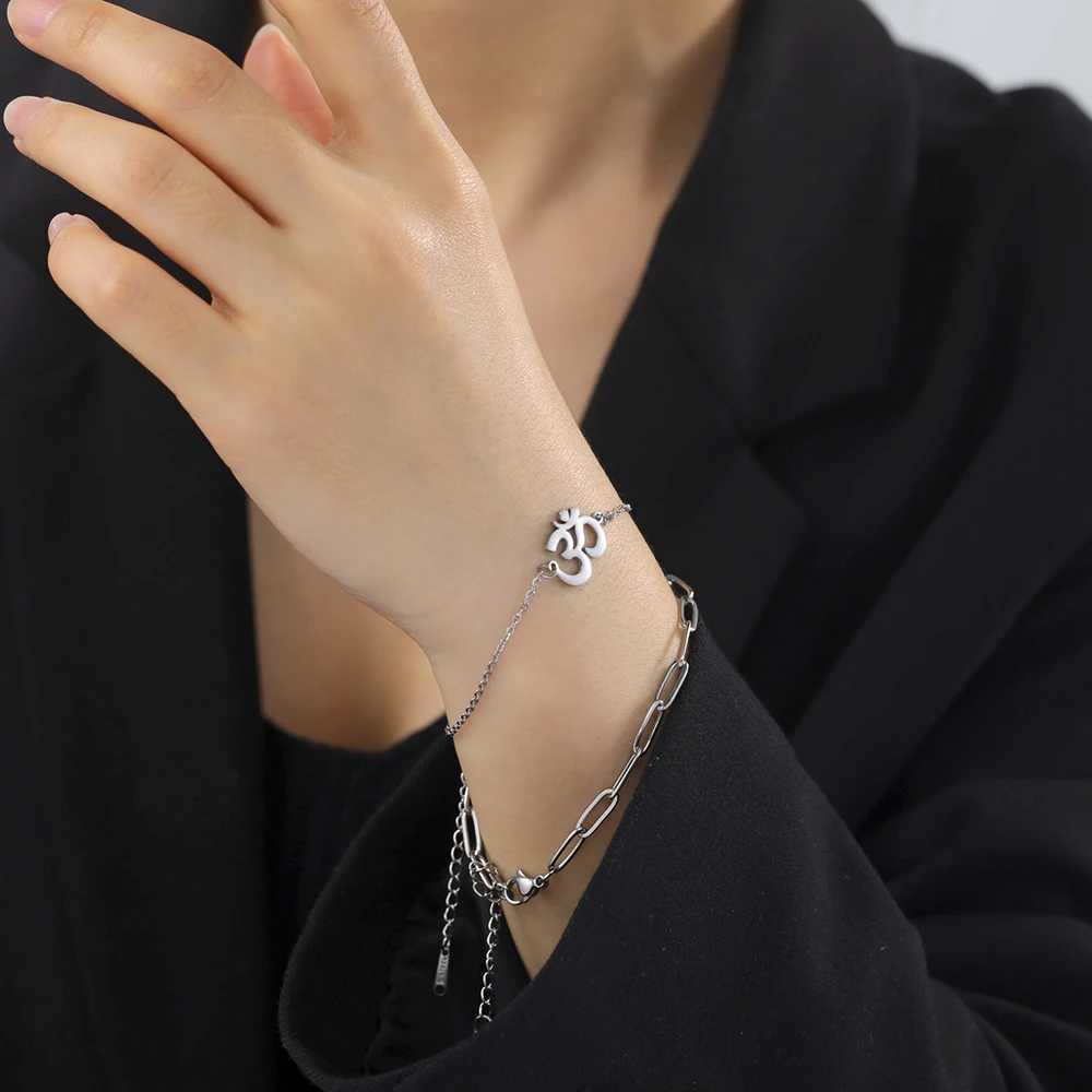 Dara Aum Om Ohm Sanskrit Symbol Anklets Bracelet Hindu Yoga Ankle Chain Bracelets Stainl Steel Spiritual JewelryXJ250121
