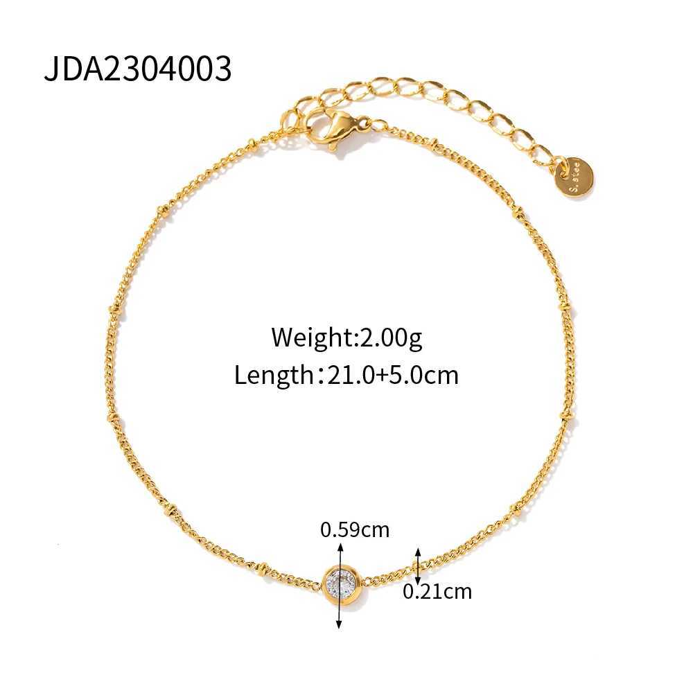 Uworld Dainty 18k Gold Plated Stainl Steel Waterproof Anklet Jewelry Gift Chain Single Zircon Anklet joyera y accesoriosXJ250121