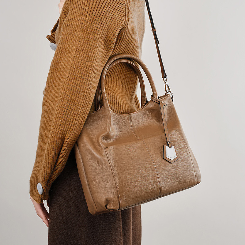 Bag Genuine Leather Women, New Single Shoulder For Spring/Summer 2025, Women's Large Capacity Tote Middle-Aged Mother Bag, Crossbody Bag