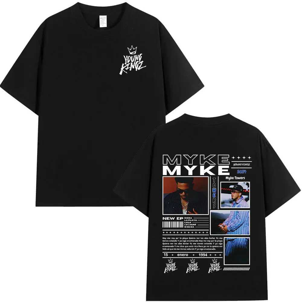 Rap singer Myke Towers album graphic printed T-shirt mens fashion hip-hop oversized T-shirt casual cotton short sleeved T-shirt X250203
