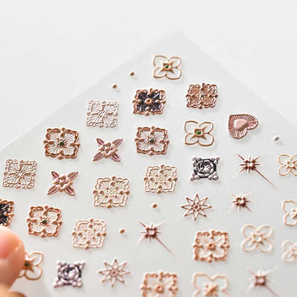 1Sheet Matte Bohemian Nail Sticker Decal Charm Mandala Flower Manicure Elegant Embroidery Boho Style Floral Nail Art Decoration*XJ250120