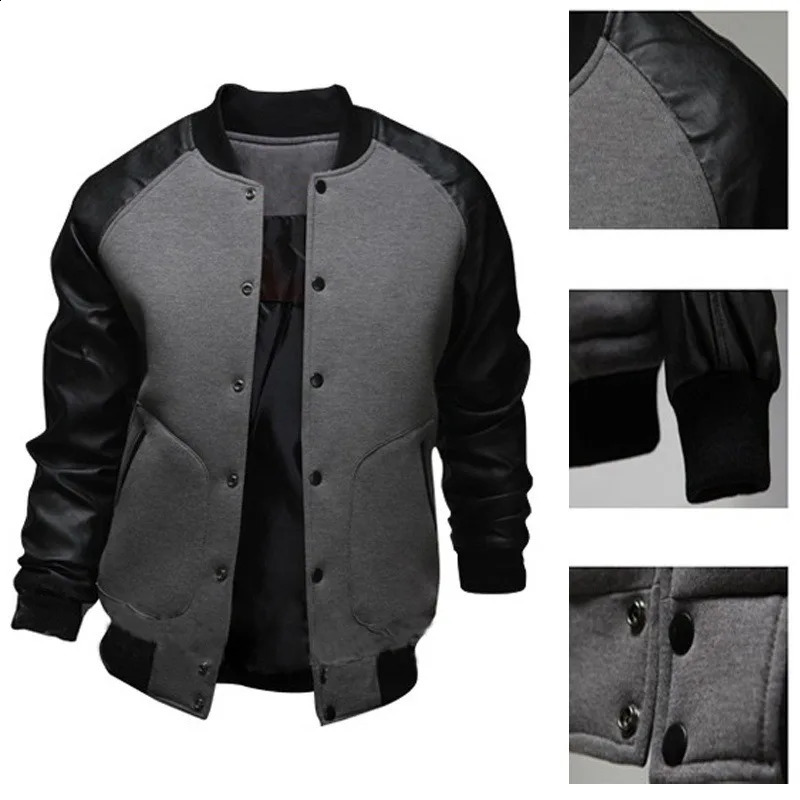 Men Coat Stand Collar Contrast Colors Big Pockets Patchwork Casual Baseball Jacket for Daily Wear streetwear jacket 250109Z