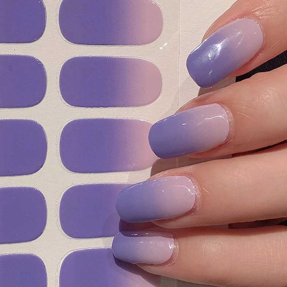Semi-cured Gel Nail Stickers Solid Color Nail Semi-baked Tips Full Paste Nail Decals UV Lamp NeedXJ250120