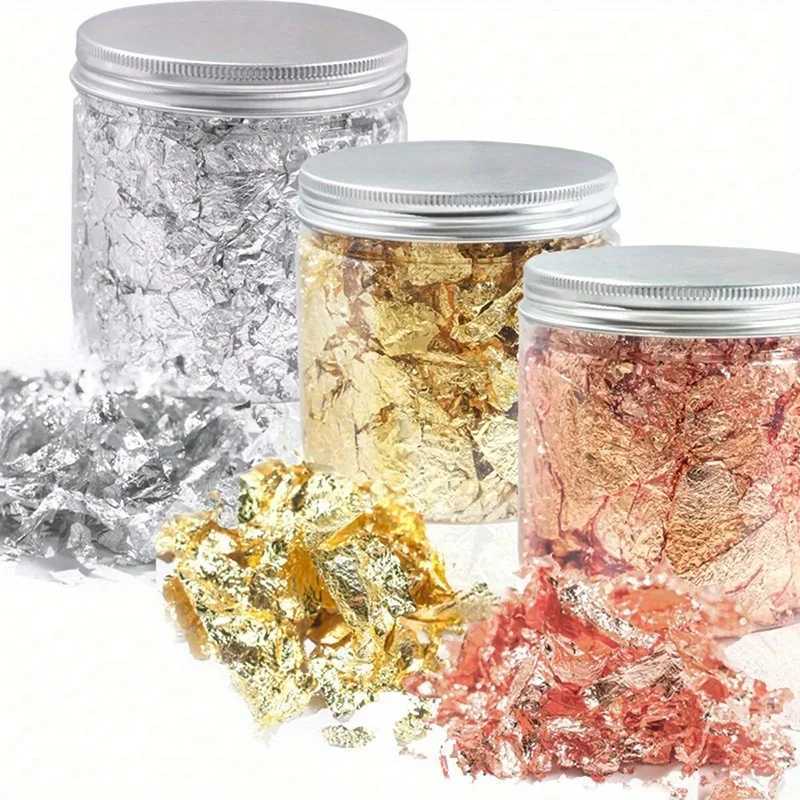 Nail Art Accessories Gold Silver Copper Foil Sequins Glitter Leaf Flake Sheet Bulk Foil Paper For Gilding Manicure DecorationXJ250120