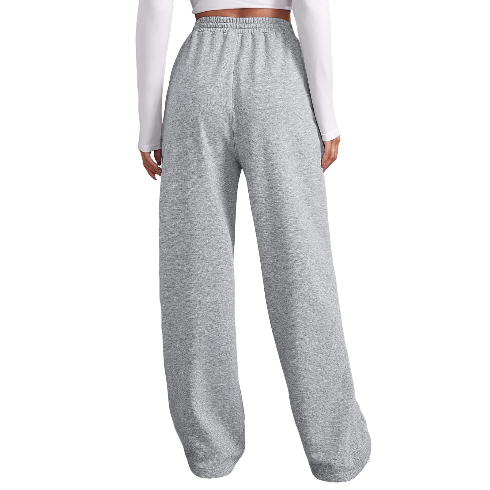 Wide Leg Pants Women Casual Long Elastic High Waist Drawstring Trousers Loose Sport Travel Basic Sweatpants With Pocket 250108