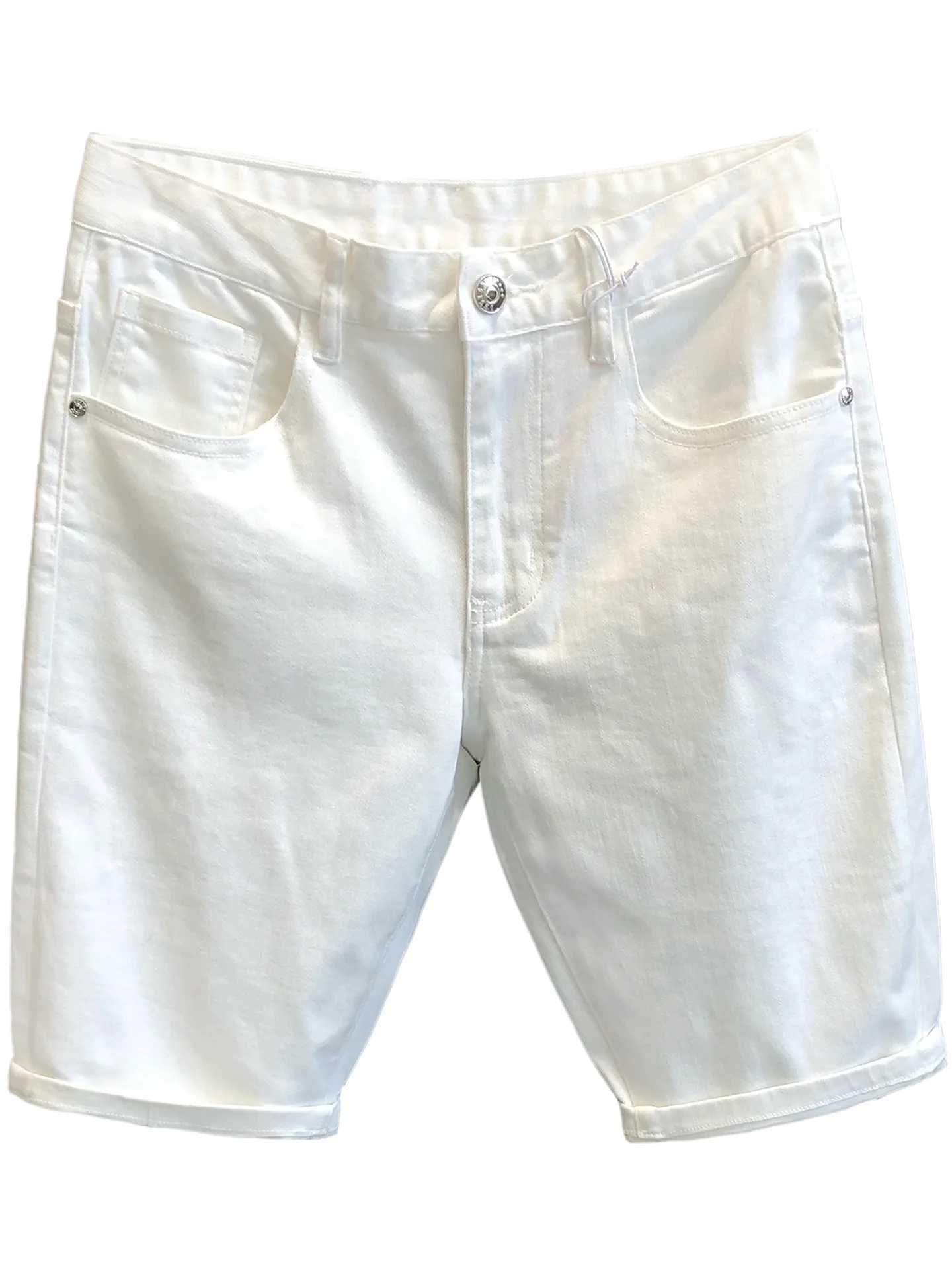 Summer Luxury New Arrival White Strtwear Korean Fashion Slim Jeans for Men Stretchable Fabric Casual Wear Mens Jeans Shorts X250203