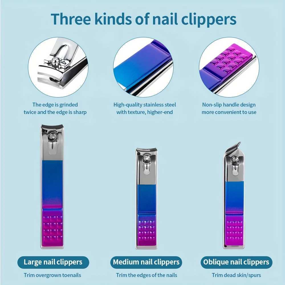 7/10/12/15pcs Professional Nail Clippers Pedicure Kit Stainless Steel Cuticle Nippers And Cutter Kit Grooming Kit For TravelXJ250116