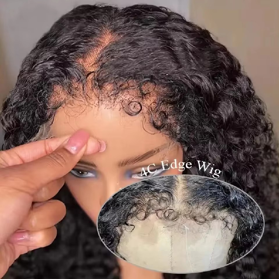 Wholesale 360 Natural Wave Lace Front Human Hair Wigs For Women 4c Edges Curly Baby Hair Glueless Wig Virgin Humain Hair perruque HD lace