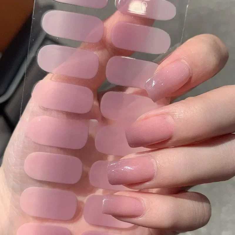Semi-cured Gel Nail Stickers Solid Color Nail Semi-baked Tips Full UV Nail Need Decals Paste Lamp N0R7 Ideal Gift Beauty ToolXJ250120