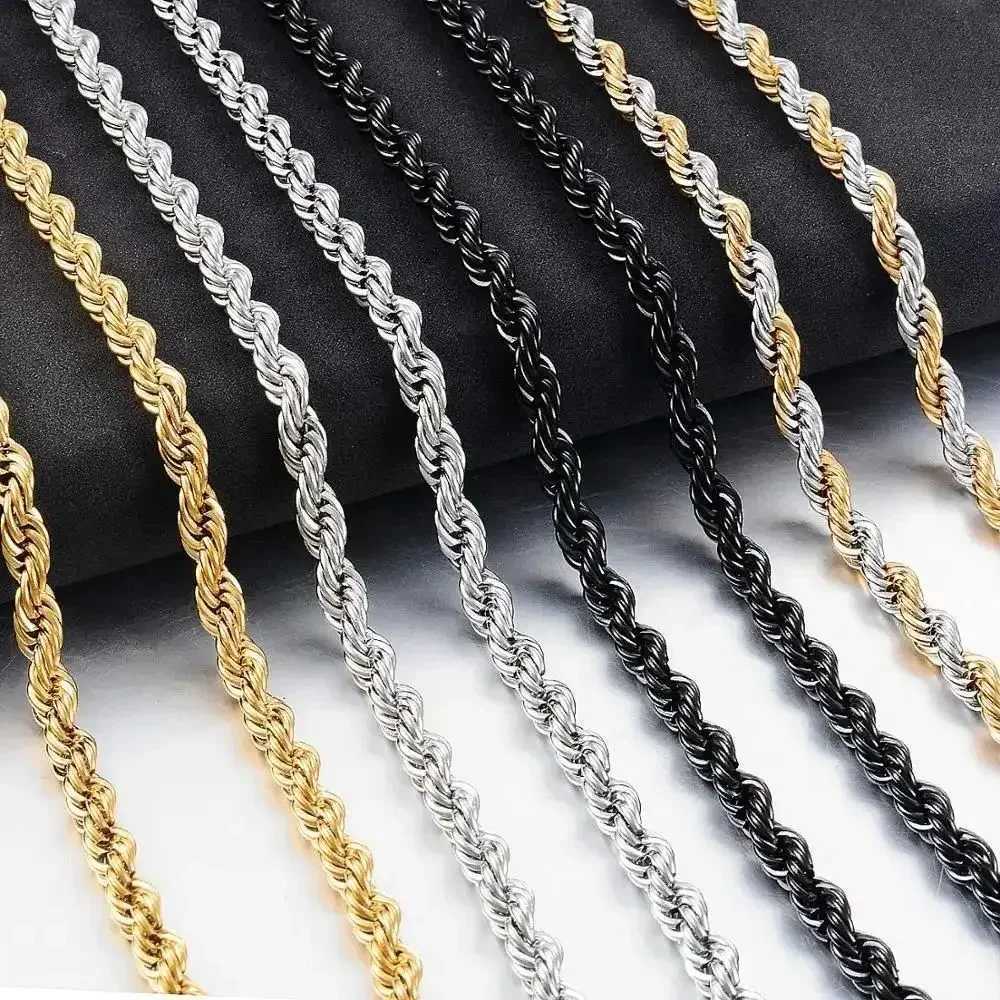 High Quality 2/3/4/5MM Classic Twisted Rope Chain Stainless Steel Necklace No Fade Fashion Jewelry Accessories For Men WomenXJ250121