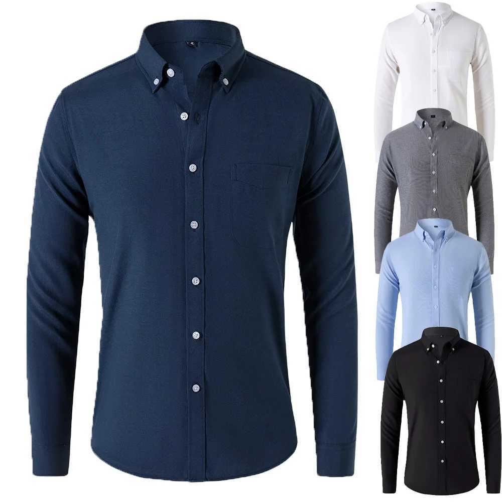 Oxford Shirts for Men Spring Autumn Formal Japanese Style Mens Long-sleeved Shirt Casual Men Shirts Solid ColorXJ250121