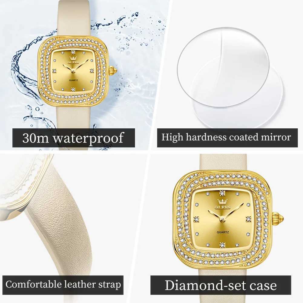 OLEVS 5512 Luxury Fashion Diamond Quartz Watch For Wen Waterproof Elegant Wan Wristwatch Leather Dress Watches X250203