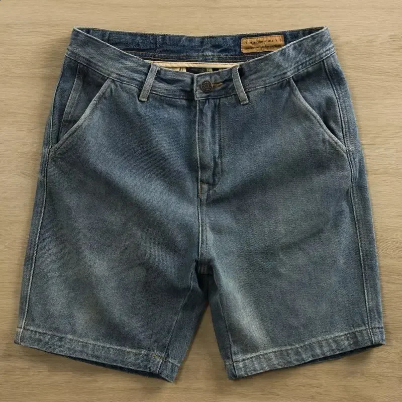 Men 2025 Summer Fashion Solid Color Pockets Jeans Shorts Mens Loose Casual Short Pants Male High Waist Straight Shorts P899 250113