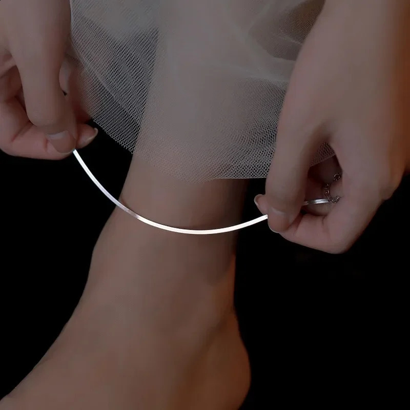Personality Fashion Blade Chain Anklet for Women High Quality Silver Color Stainless Steel Summer Beach Foot Jewelry Colorfast 250114