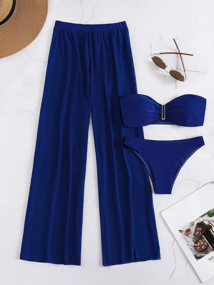 3 Pieces U Wired Bandeau Bikini New Sexy Swimsuit Women & Beach Pants Swimwear Female Beachwear Bathers Bathing Swimming Suit