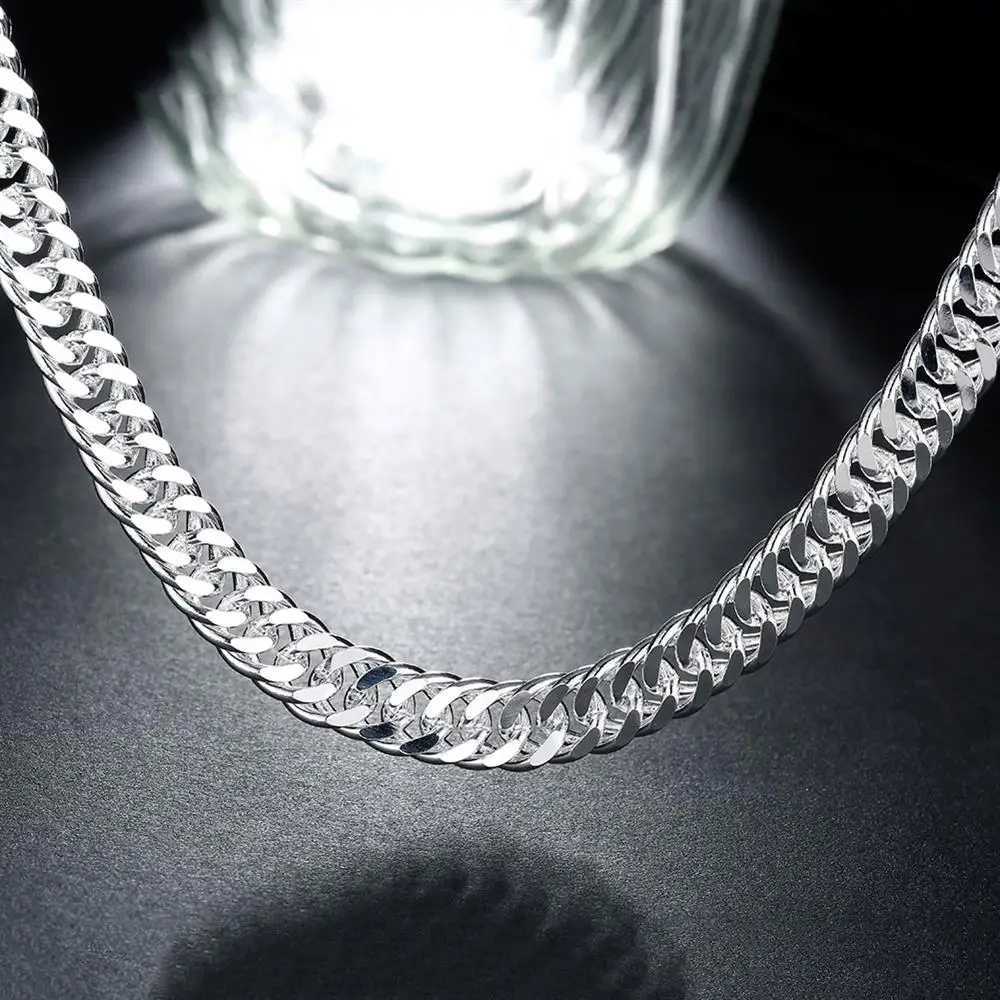 Hot fine Width 6MM chain 925 Sterling Silver Necklaces for Women Men Charm fashion Jewelry wedding Party Holiday gift 50-60cmXJ250114