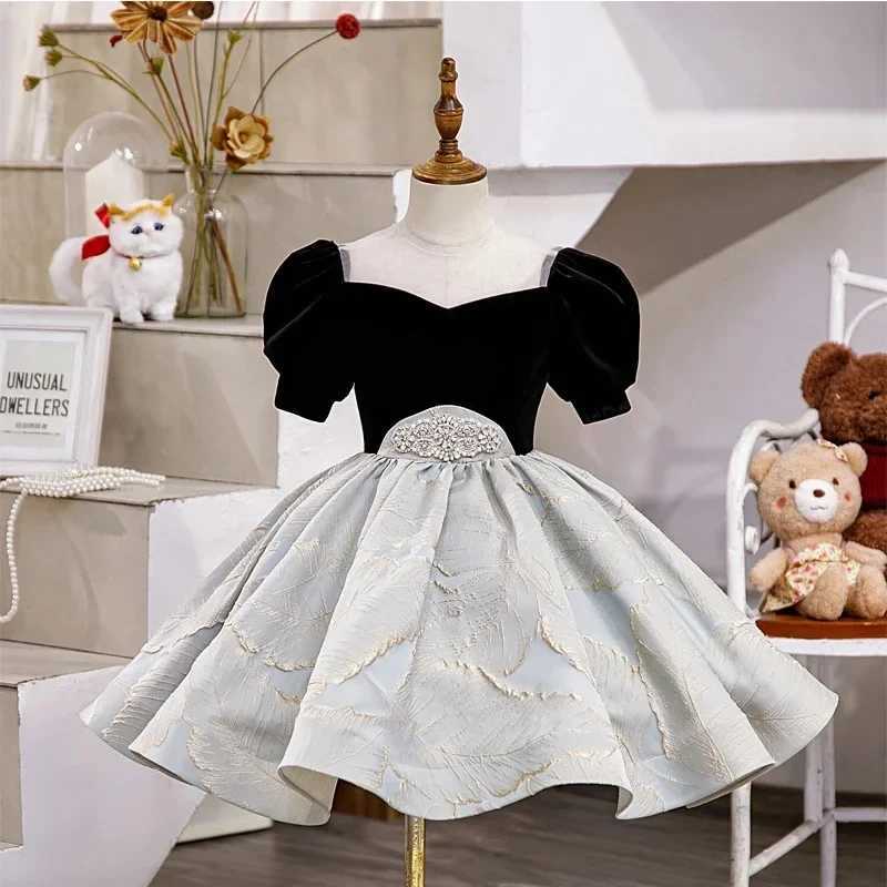 Elegant Formal Vintage Dress for Baby Kids Girl Princess Baptism Ball Gown Children Clothes Birthday Party Matching Dresses X250203