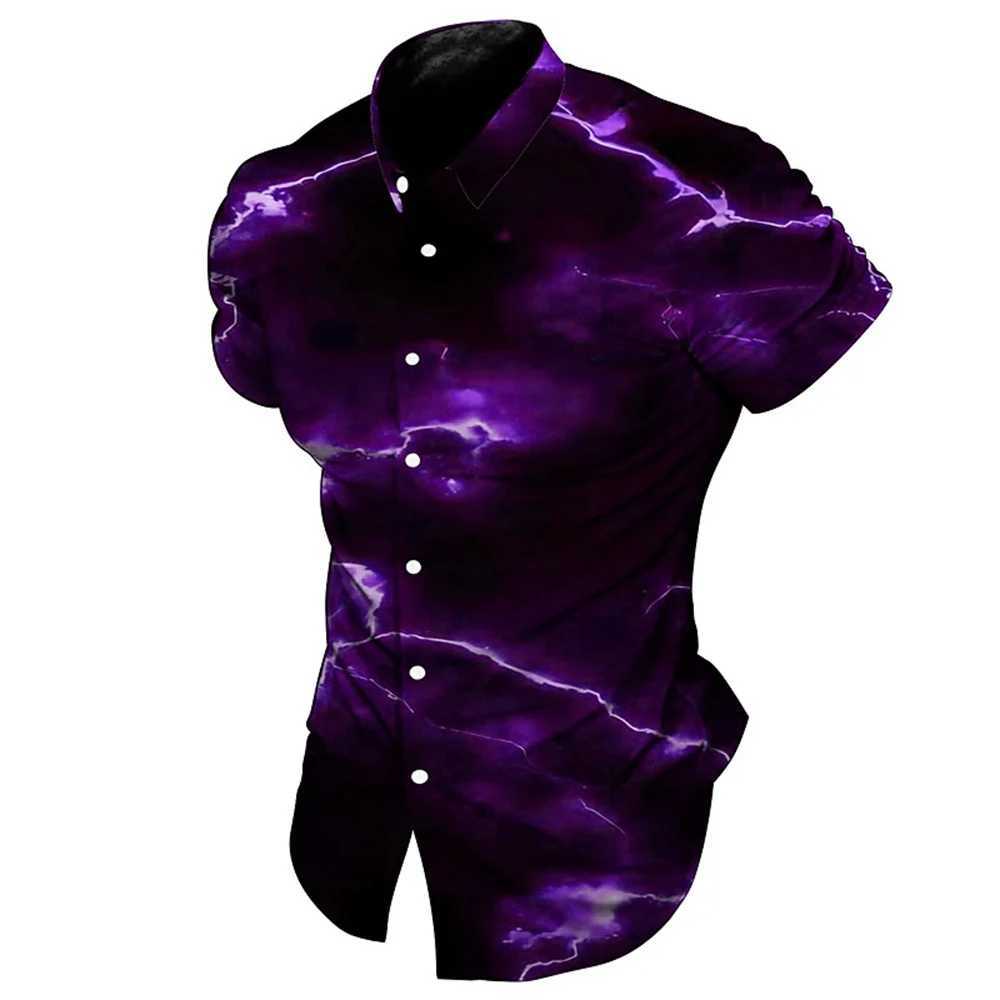 Summer Lightning 3D Print Shirts Men Fashion Hawaiian Shirt Casual Vintage Streetwear Short Sleeve Shirt Blouse Man ClothingXJ250121
