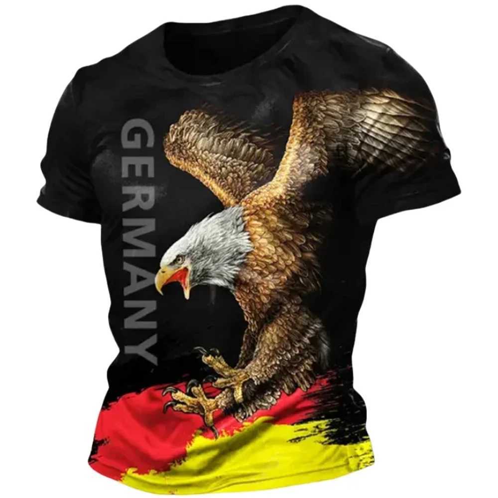 German mens T-shirt with German flag print O-neck short sleeved loose T-shirt summer mens retro clothing X250203