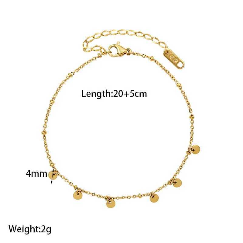 18K Gold Plated Stainl Steel Round Charm Adjustable Anklets for Women Waterproof Beach Foot Bracelet Jewelry GiftXJ250121