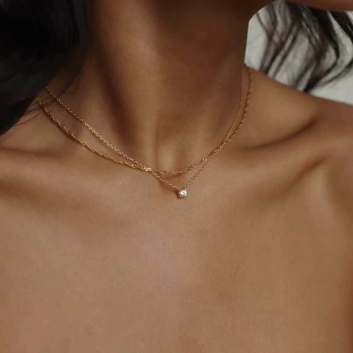 Exquisite Gold Plated Stainless Steel Thin Chain Necklace for Women Simple Style Clavicle Chain Female JewelryXJ250121