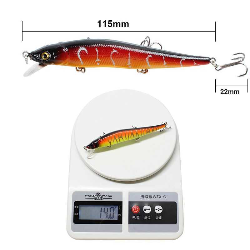 1PCS Fishing Lure 115mm/14g Minnow Crankbait Wobblers 3D Eyes Perch Artificial Bait Pike Carp Bait Swim Bait Fishing PescaXJ250122