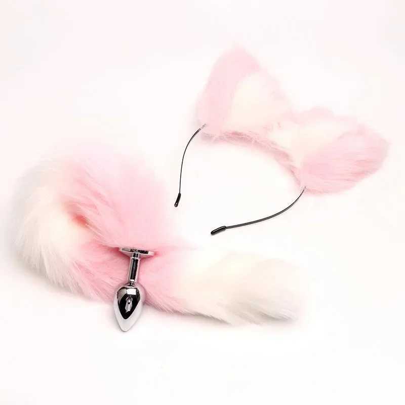 40cm Fox Tail Anal Plug Sexy P Cat Ears Headbands Set Butt Plug Tail Erotic Cosplay Sex Toys for Women Anal MasturbatingXJ250121