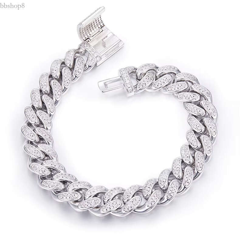 Hip-Hop 12mm Sterg Sier Bracelet Ice Out Moissanite Dia Cuban k Chain Necklace For Men