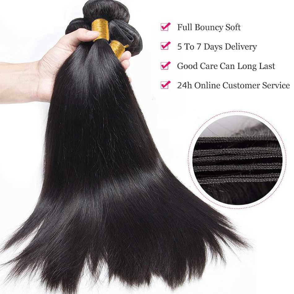 30inch Long Straight Human Hair Bundles With Clo Peruvian Human Hair Bundle With Frontal 13x4 Ear to Ear Lace Front CloXJ250120