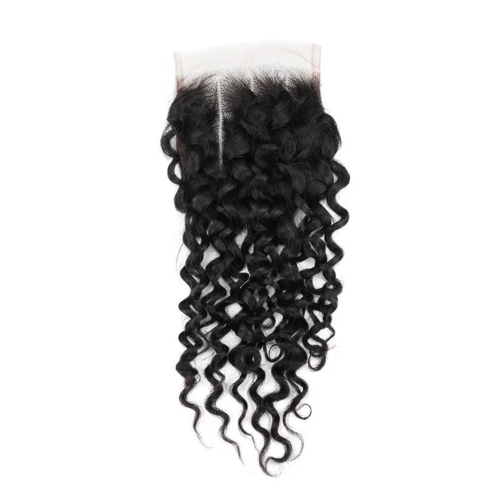 Transparent Lace Clo 4x4 Mongolian Curl Human Hair Clo Only Pre Plucked Baby Hair Curly 16 Inch 4x4 Lace Front CloXJ250120