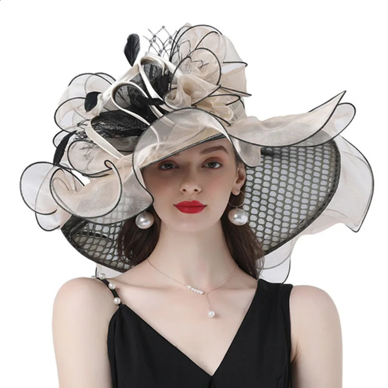 Lady Derby Dress Church Cloche Hat Bow Bucket Wedding Bowler Caps for Party Performance 250118