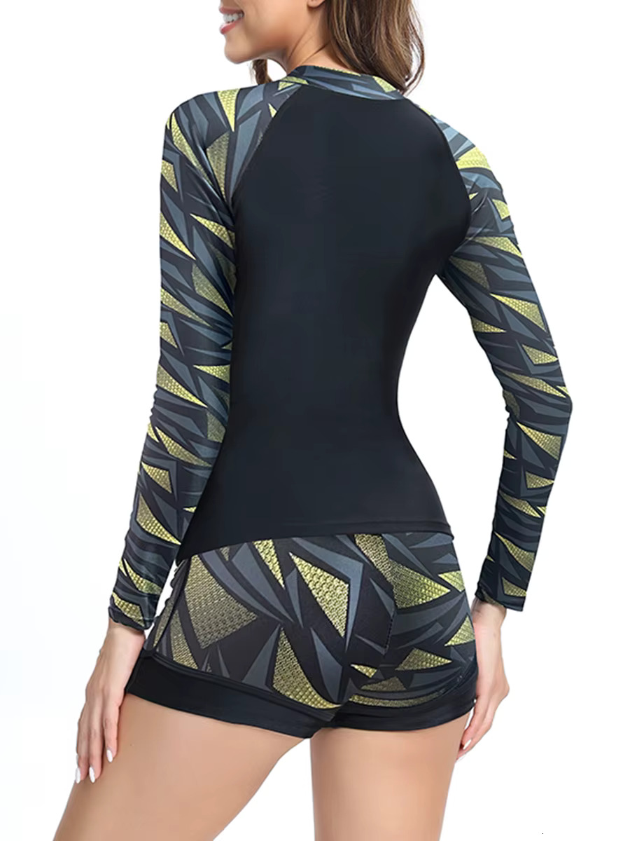 New Ral Long Sleeve Surfing Swimsuit Women Two Piece Swimwear Female Bathers Bathing Swimming Swim Suit Beachwear