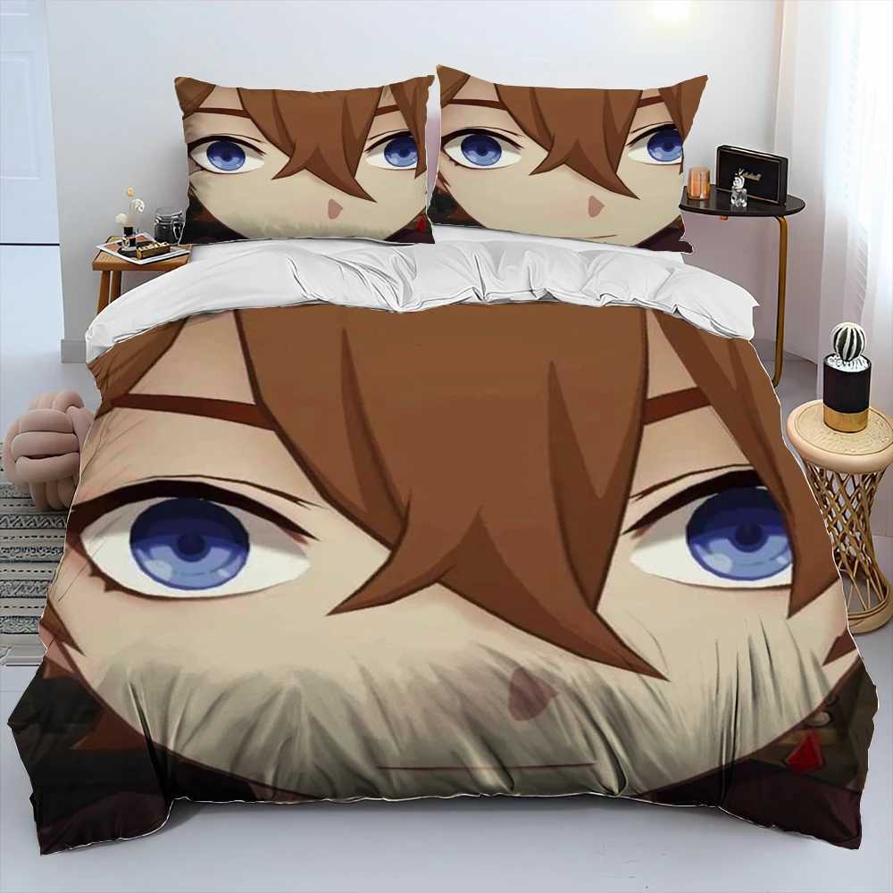 Genshin Impact Game Gamer Cartoon Comforter Bedding SetDuvet Cover Bed Set Quilt Cover CaseKing Queen Size Bedding Set X250203