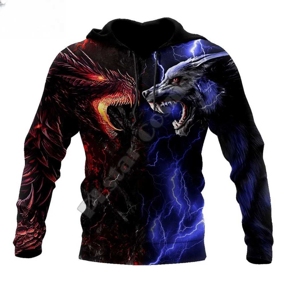 Beautiful Red Fire Dragon 3D Printed Men Hoodie Autumn and Winter Unisex Sweatshirt Pullover Casual StreetwearXJ2500118