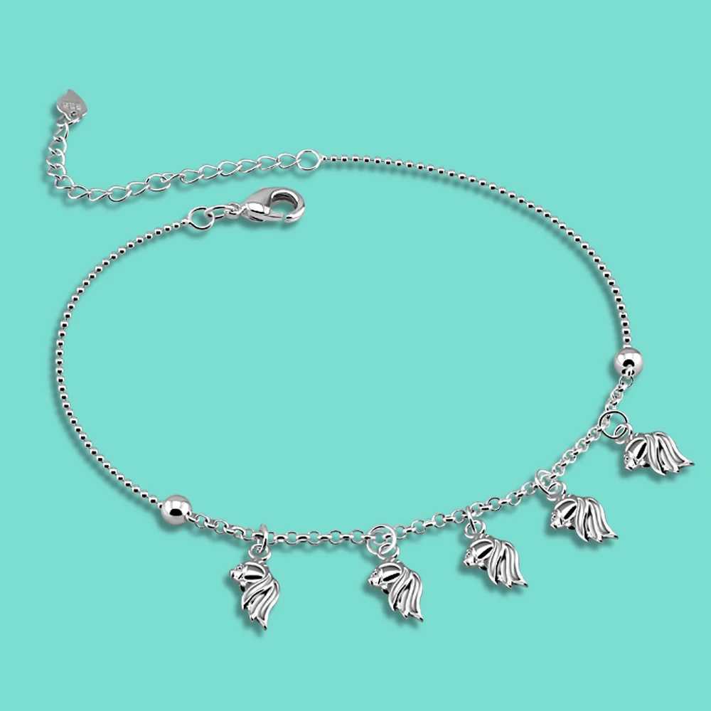 23cm+5cm Adjustable Chain Wing Angel Anklet for Women Simple 925 Sterling Silver Chain Anklet Female Foot Beach Jewelry GiftXJ250121