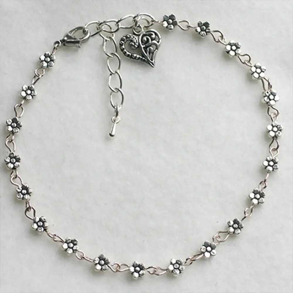 Vintage Retro Womens Anklet Heart Flowers Barefoot Sandal Beach Anklet Thin Chain Foot JewelryXJ250121
