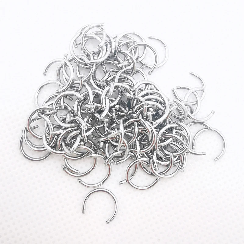 100pcs Piercing Attachments Ear nose tongue lip brows barbell Labret Helix Stud Ring Stainless Steel Body Jewelry for Women Men 250110