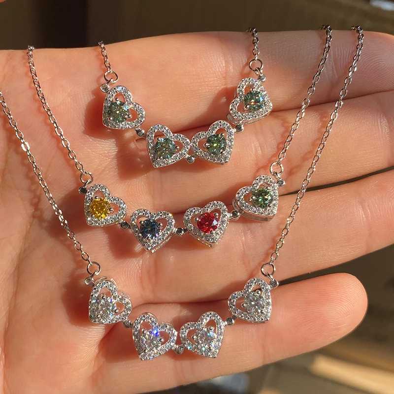 Girls Gift Moissanite Pendant for Women Original 925 Sterling Silver Jewelry Classic Heart Womens Moissanite Diamond NecklaceXJ250114