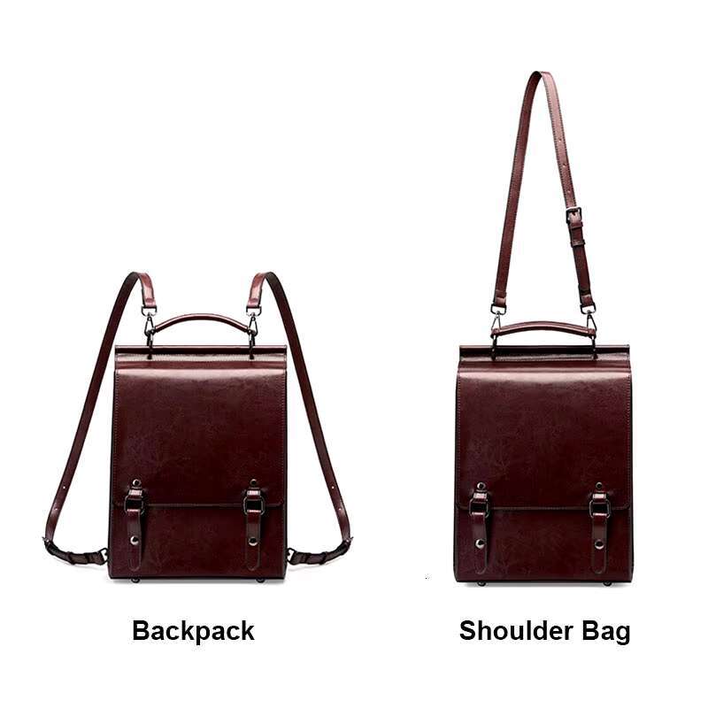 Genuine Leather Women Backpack Vintage College Style Student Back To School Cowhide Women's Bag Girl's Computer Backpacks