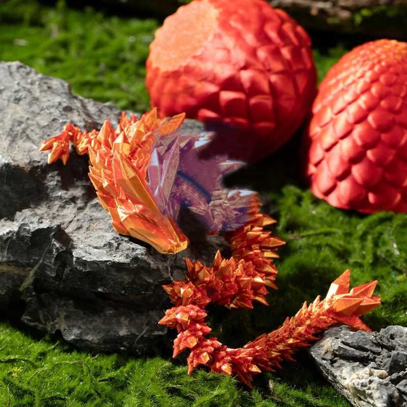 3D Printed Gem Dragon Egg Rotatable Articulated Dragons Toys Desktop Craft Ornament Gifts for Kids Office Home Table Decor Free shipping
