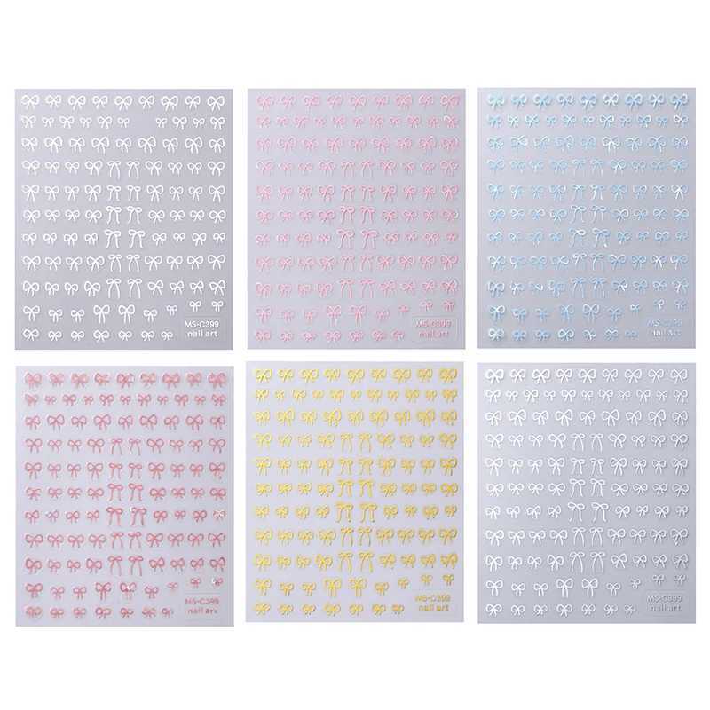 1/2pcs Black White Pink Mini Bowknot Design Nail Art Sticker Self Adhesive Lace Ribbons Bow Butterfly Decals Nail Art DecorationXJ250120