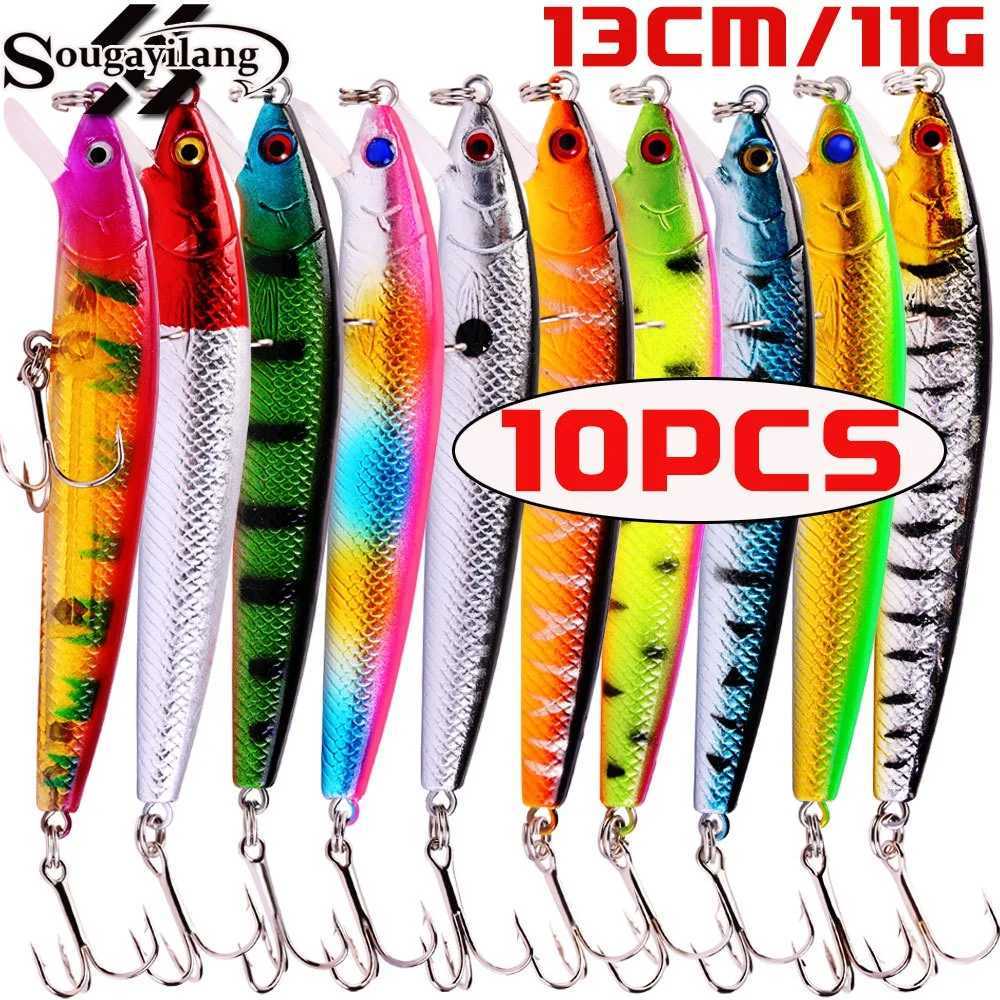 Sougayilang 10PCS Minnow Fishing Lure Lifelike CrankBait Hard Bait for Freshwater Saltwater Fishing Carp Fishing TackleXJ250122